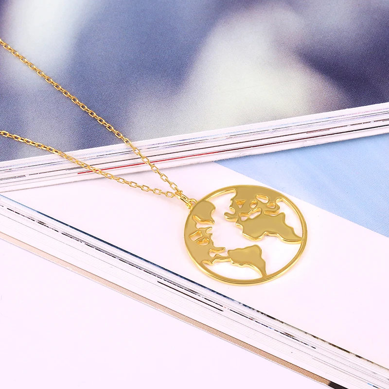 ROXI 925 Серебряное ожерелье Кулон карта мира Globetrotter колье для женщин Подарок