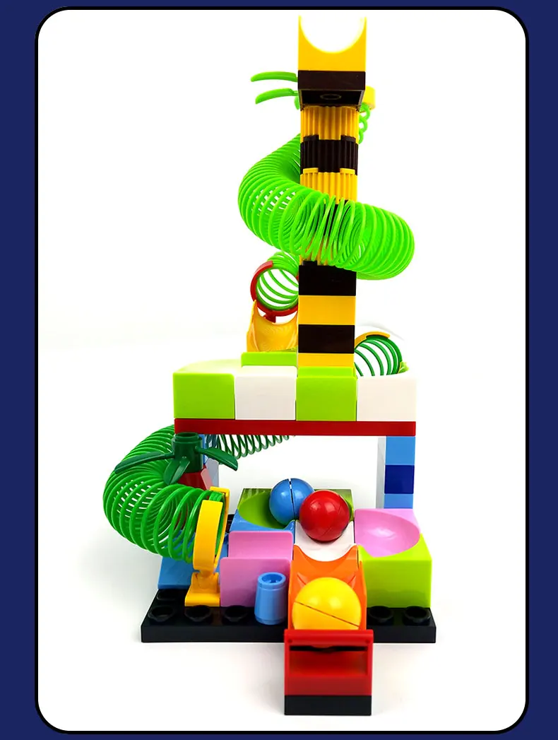 Детские блестящие 65-203 шт мраморные беговые дорожки Duplo DIY блоки игрушки строительные блоки весенние горки для детей мальчик девочка подарок на день рождения