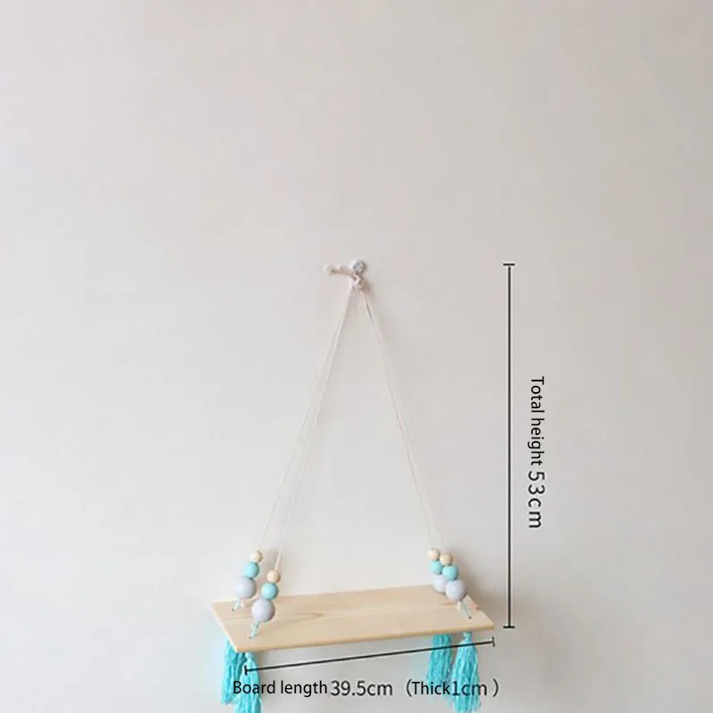 Bedroom Wall Hanging Ornaments Tassel Beads Pendant Wooden Board Storage Shelf Rack Photo Props Kid Room Home Decoration | Дом и сад