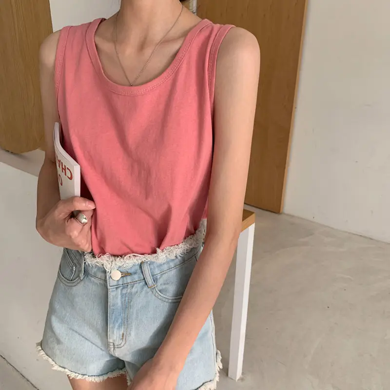

STSVZORR Store Summer Sleeveless Loose Fashion Casual White Vest Camisole Top