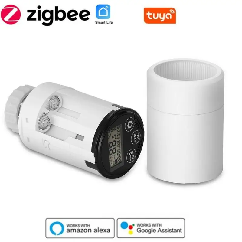 

ZigBee Thermostat Tuya Radiator Actuator Valve Smart Programmable TRV Temperature Controller Alexa Google Home Voice Control