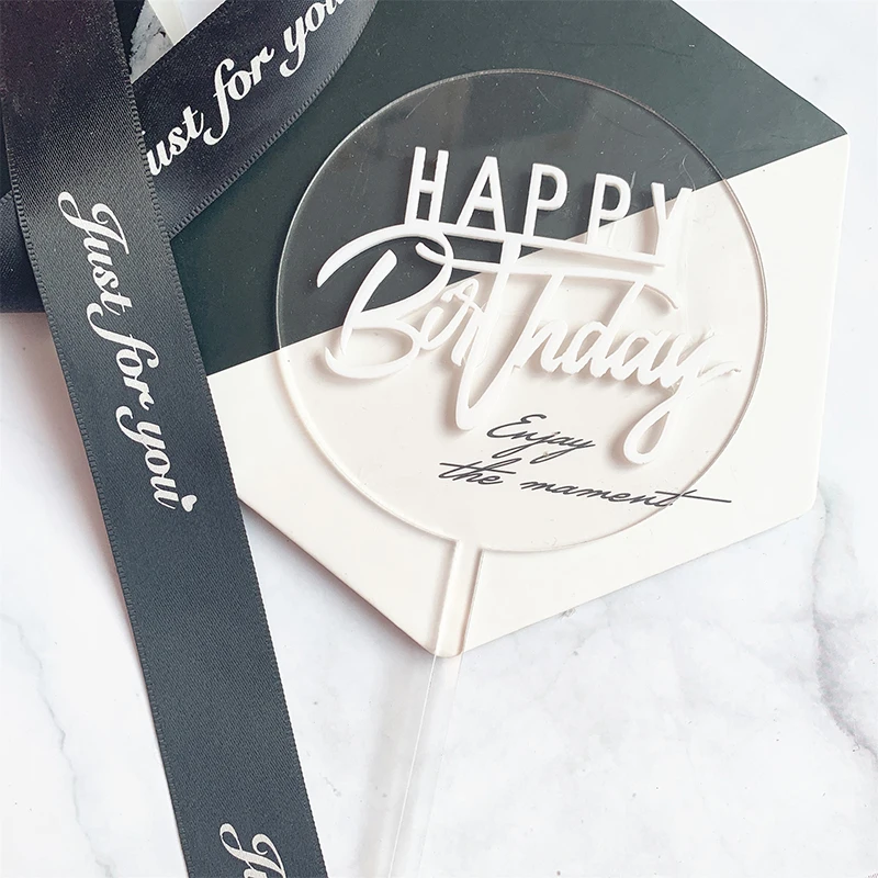 С Днем Рождения акриловый торт Topper круг Кекс Toppers детский душ день рождения