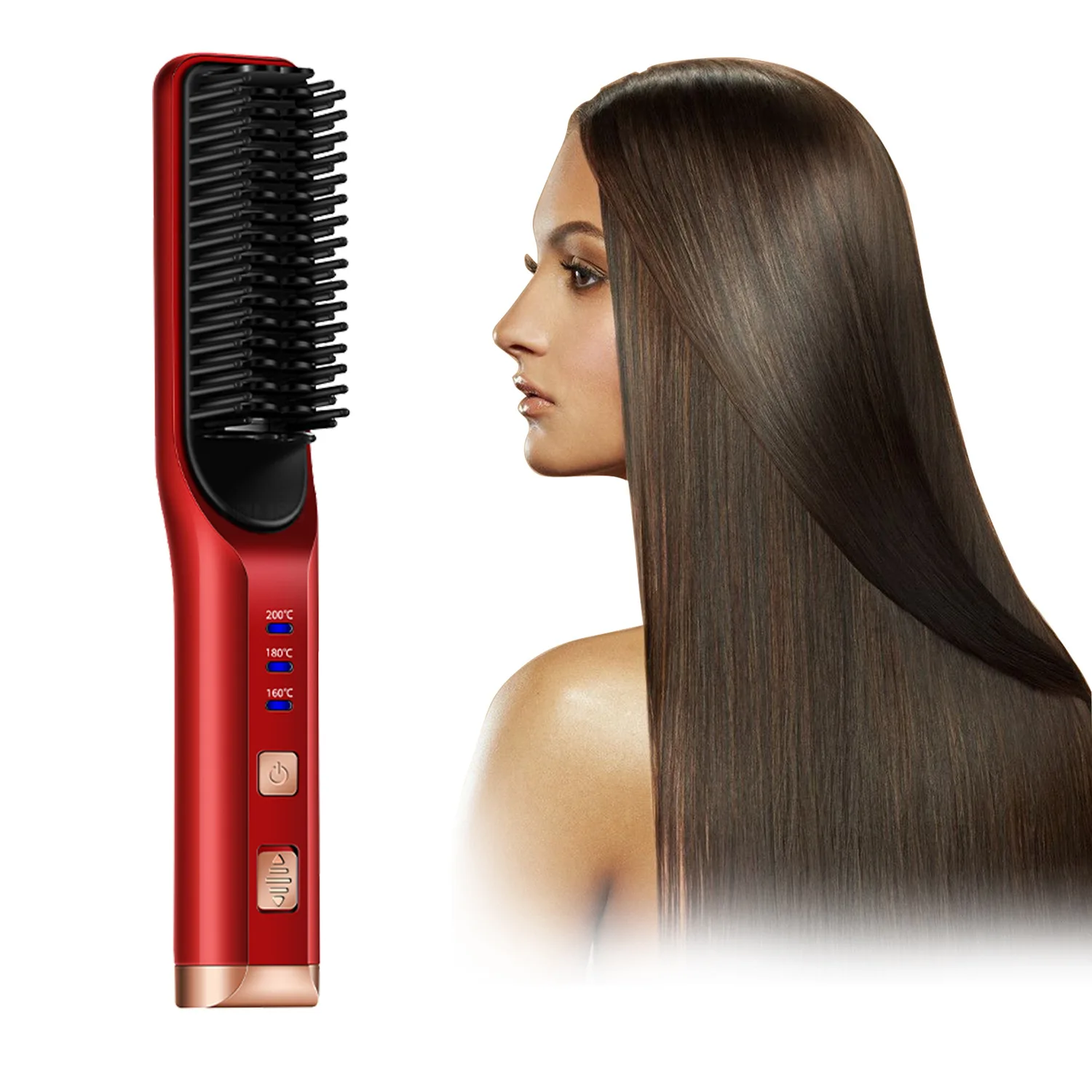 

Hot Selling USB Wireless Charging Hair Straightener for Heat Hair Comb Portable Mini Ceramic Straight Curling Wand Beard Comb