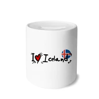 i love iceland word flag love heart illustration money box saving banks ceramic coin case kids adults