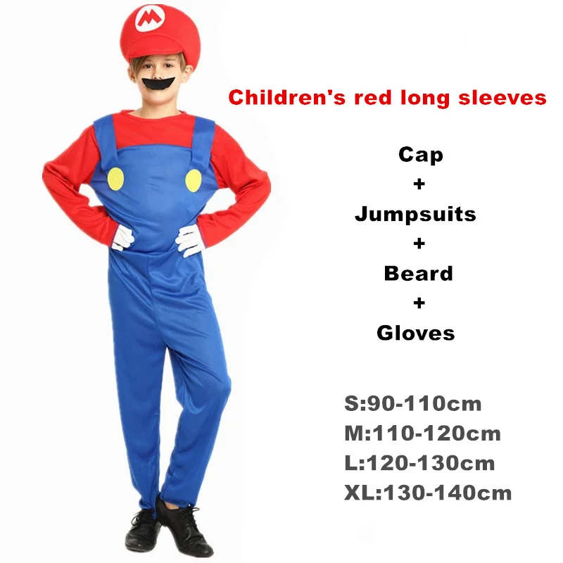 Взрослый Хэллоуин Супер Марио Детский костюм косплей семья Funy Luigi Bros сантехник Пурим костюм нарядное платье Рождественские Вечерние