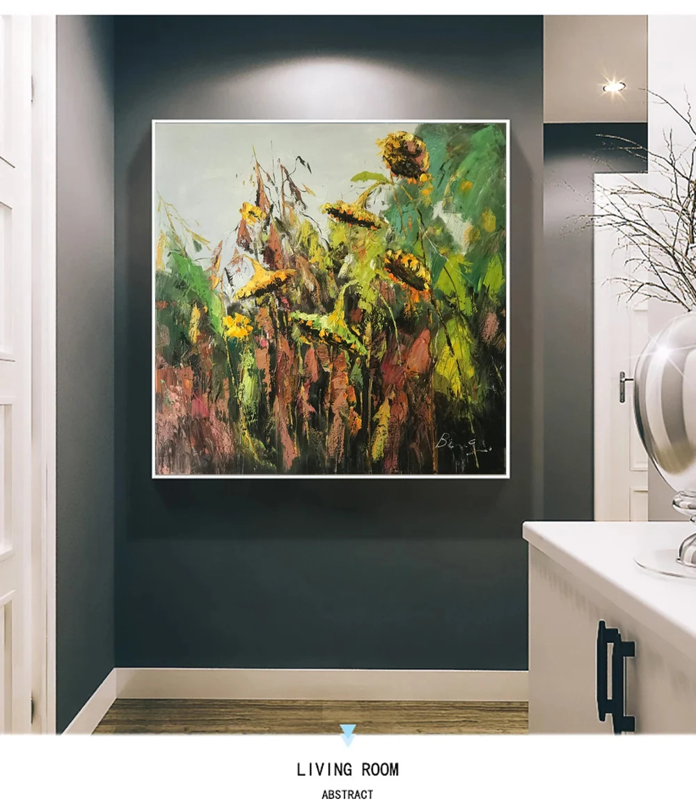 Оригинальная картина с изображением подсолнухов пейзажа акриловая живопись |