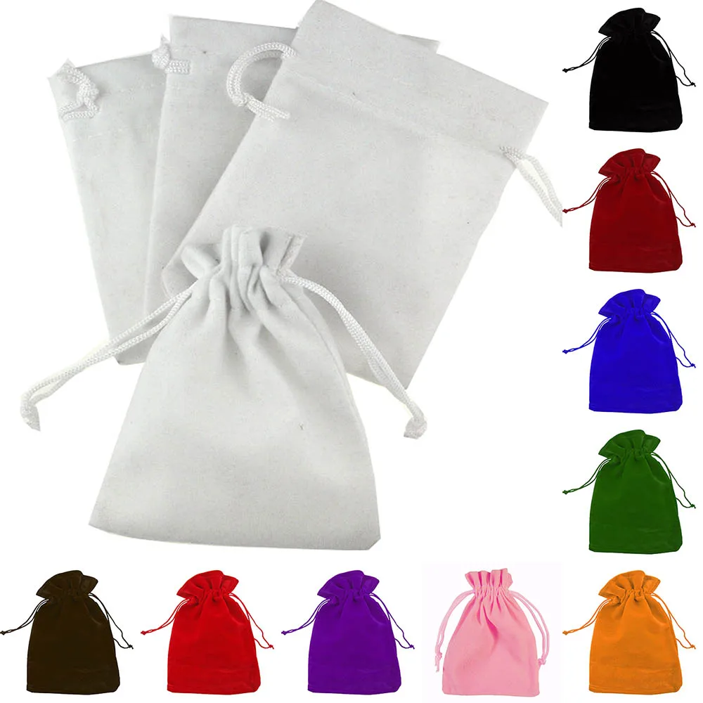 10 шт. цветная бархатный мешочек на шнурке для упаковки ювелирных изделий Дисплей