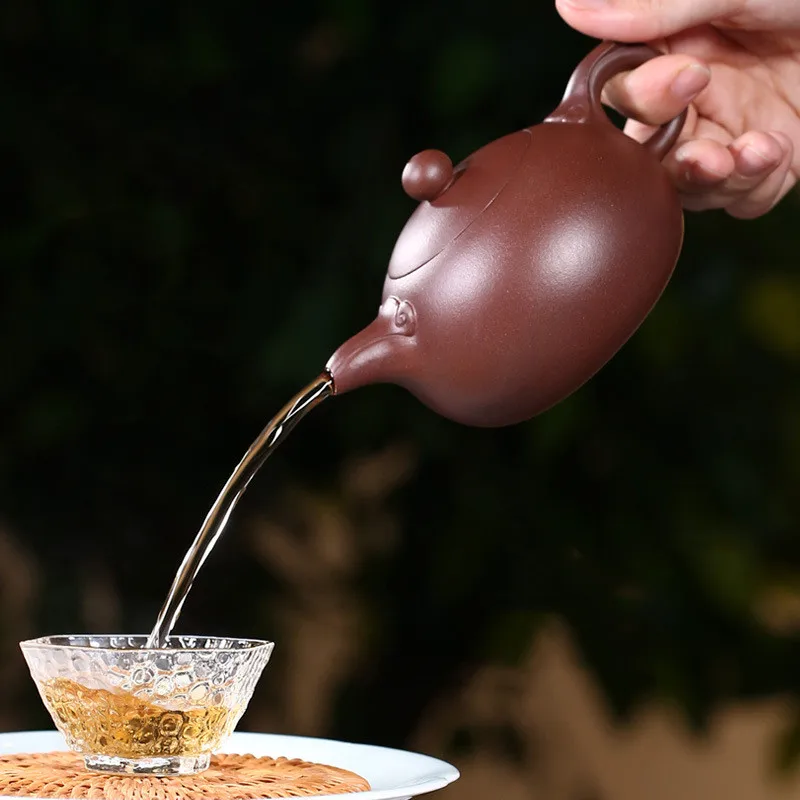 

220ml Yixing Famous Purple Clay Teapots Xishi Tea Pot Ball Hole Filter Kettle Raw Ore Handmade Boutique Zisha Tea Set Authentic