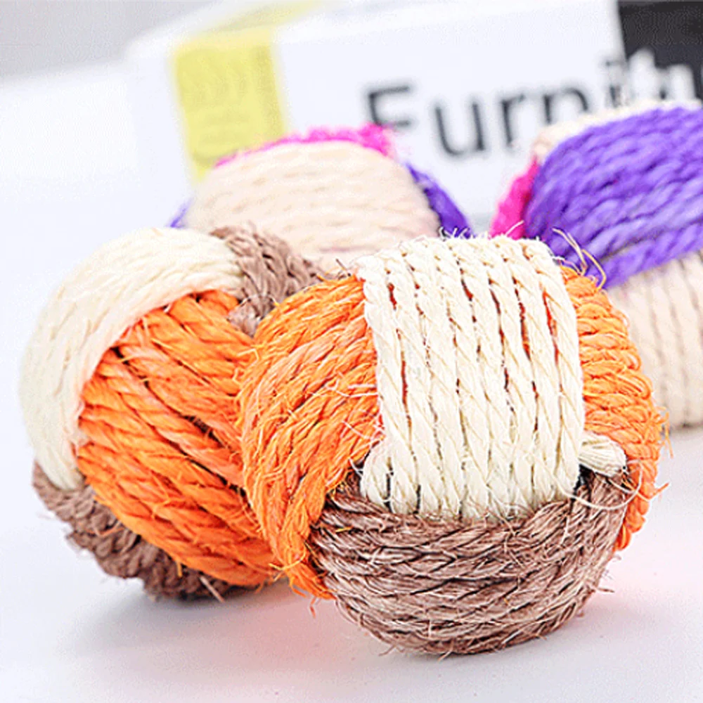 Сизалевая пеньковая веревка игрушка для кошек мяч Интерактивная жевания шарики