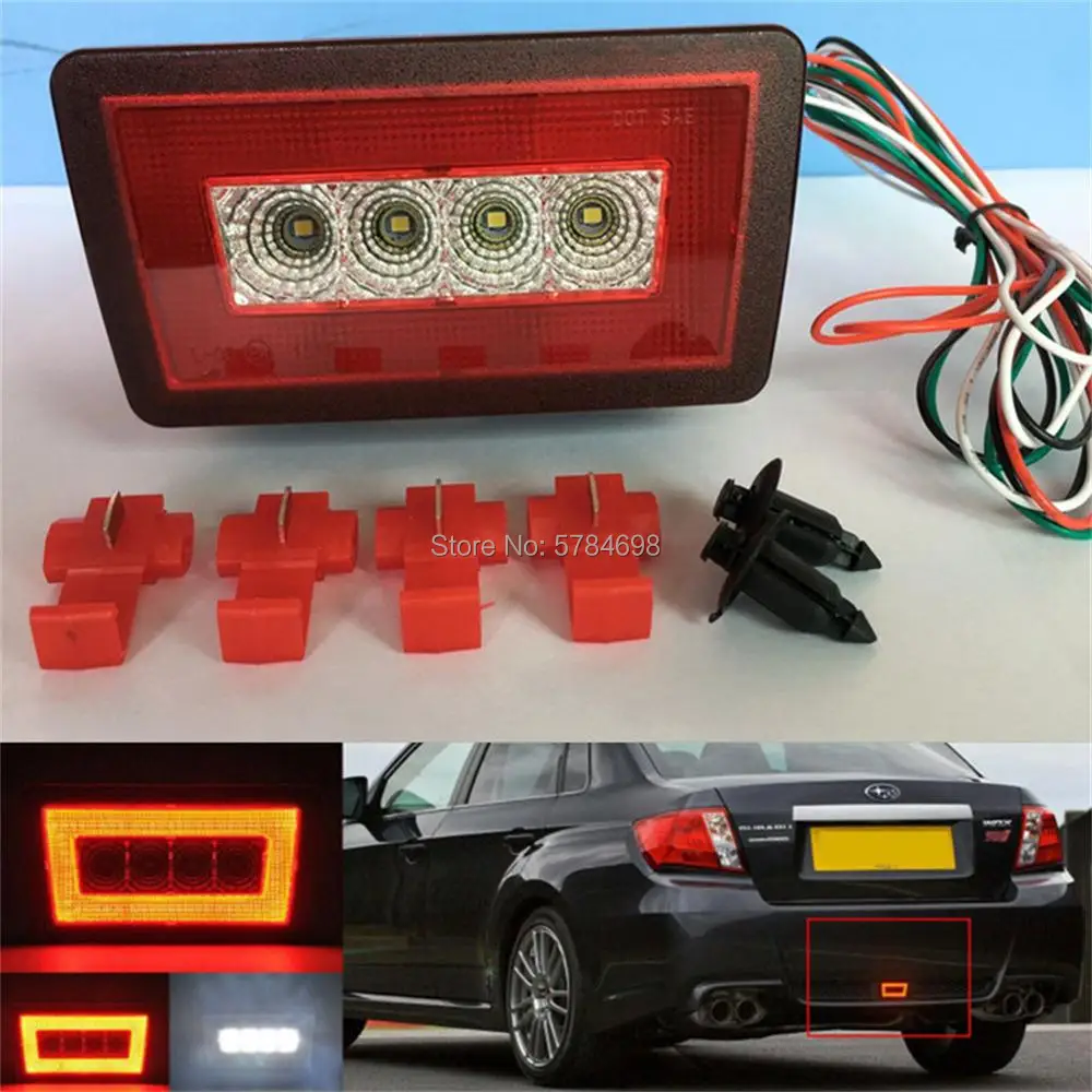 

Для Subaru, автомобильные аксессуары, брелок для автомобиля Subaru WRX/STi XV Crosstrek 11-19 Красные линзы 3-в-1 светодиодный задний противотуманный светильник комплект задний фонарь стоп-сигнала обратный светильник