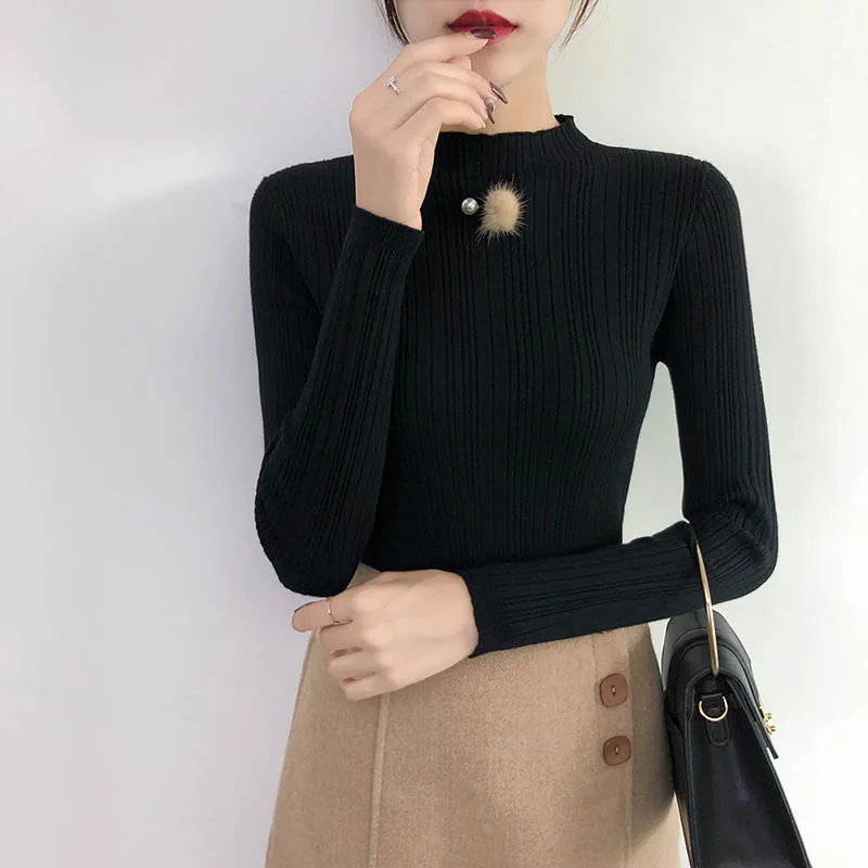 

NEW Womens Sweaters NEW Fashion Turtleneck Sweater Rib Women Soft Knitted Ladies Sweater Winter Tops Pullover Jumpers Ladies