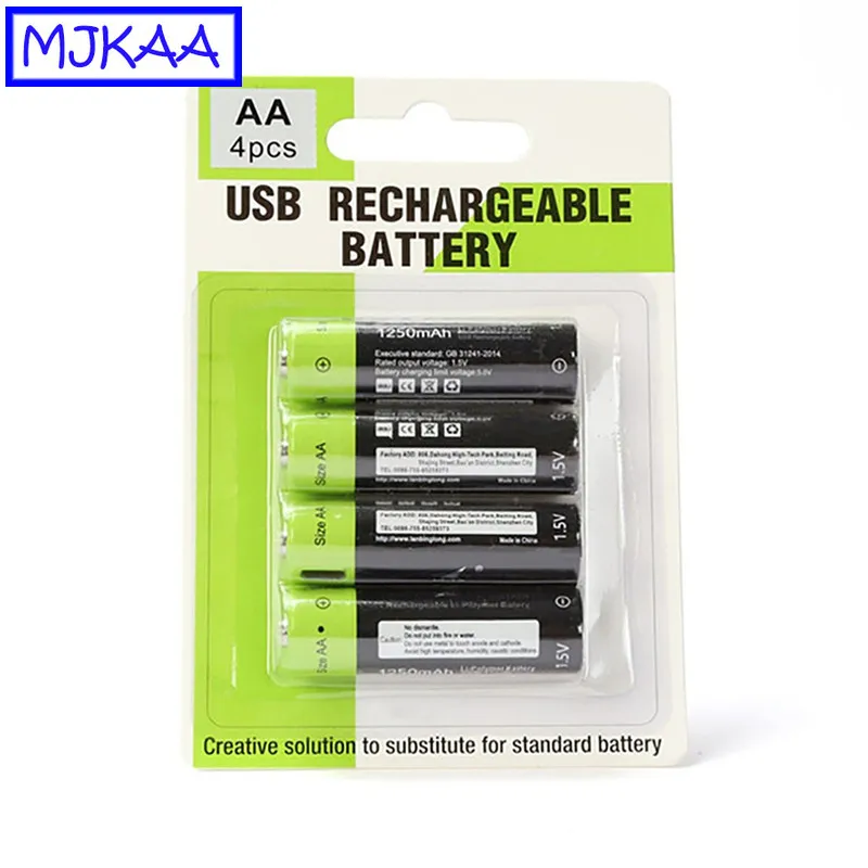 ZNTER 4 шт./упак. AA 1 5 V 1250mAh перезаряжаемая батарея 2A Быстрая зарядка литиевых батарей