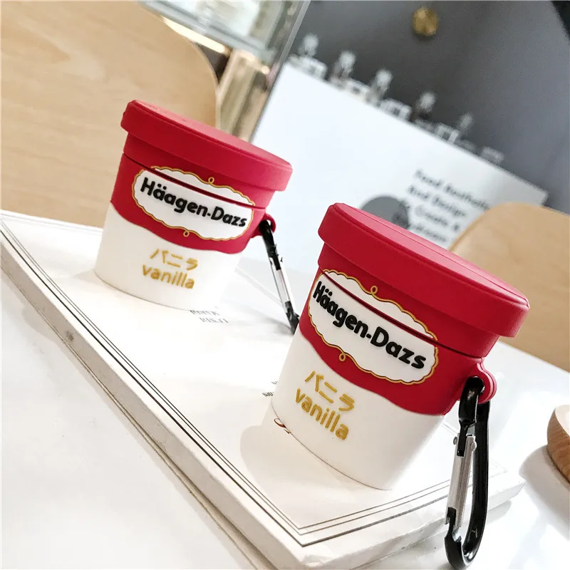 3D HAGEN Dazs Мороженица коробочка для мороженого кожа Чехлы наушников Apple Airpods 1/2