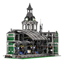 moc city train station building blocks city street scen modular construction block model for children gift 12597 pcs toys
