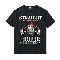 straight outta shape but heifer im trying cow bandana funny t shirt cotton men top t shirts europe tops shirts funny casual