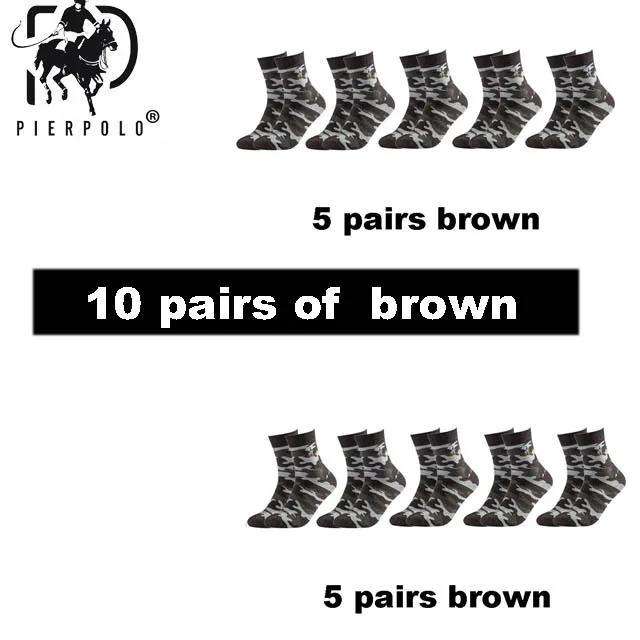 10 brown PIER POLO мужские модные армейские уличные осенние и зимние теплые хлопковые носки дезодорированные и антибактериальные Meias новые size38-44 - Цвет: 10 brown