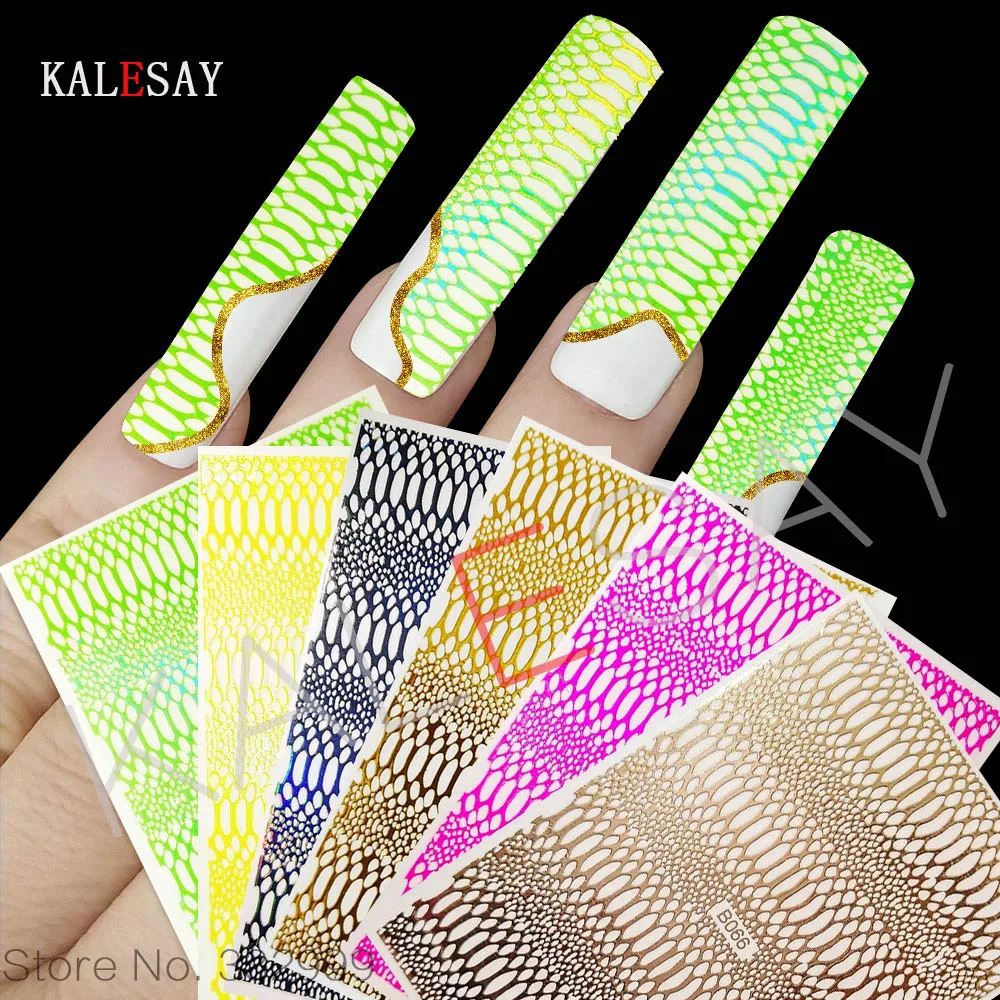 

Модная наклейка для дизайна ногтей в виде змеиной кожи, наклейки для ногтей с изогнутой полосой, наклейки для ногтей, наклейки для ногтей