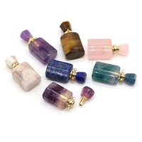 natural stone lapis lazuli vial pendants fluorite perfume bottle jewelry accessories for handmade women necklace crafts