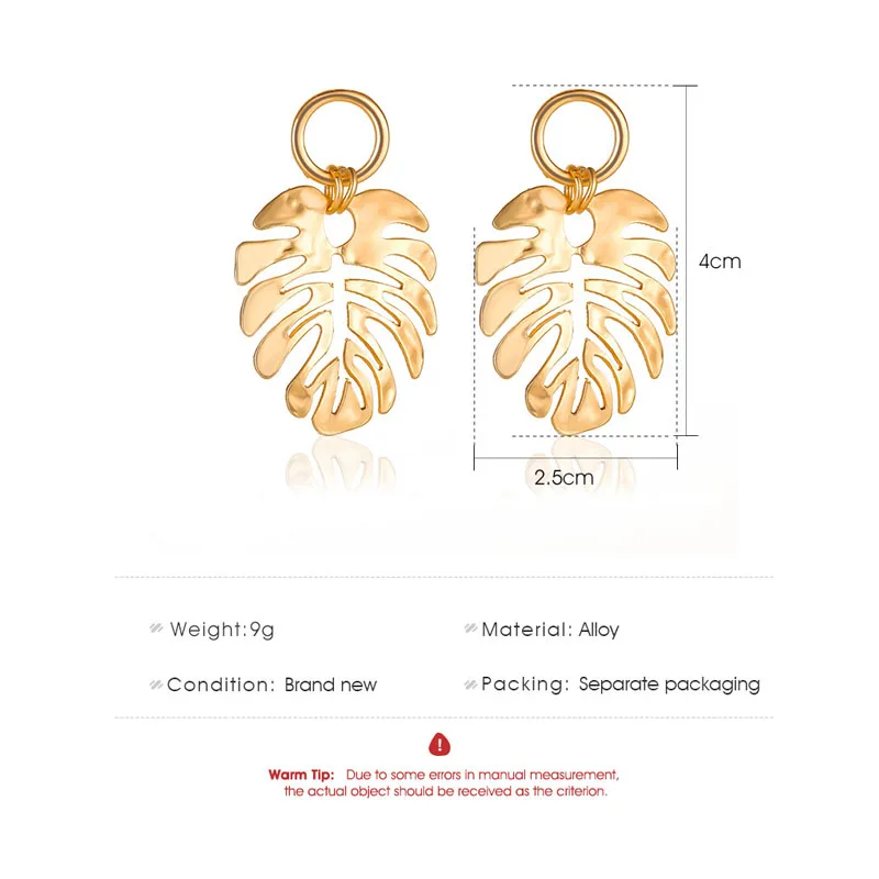 

Hot Sale Gold Silver Color Leaf Earrings for Women Creative Metal Simple Drop Earrings Hollow Design Female Fashion Jewelry