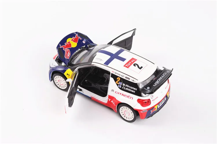 1:32 гоночный автомобиль модель ралли автомобиль сплав модель Citroen Ds3 модель машины может открыть дверь двигатель Звук Свет мальчик детские игрушки