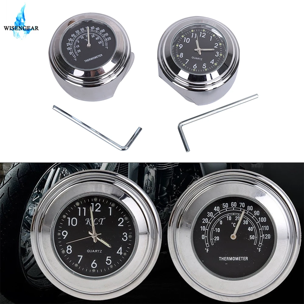 Водонепроницаемый 7/8 &quotмотоцикл руль Уличный Термометр темп черный циферблат