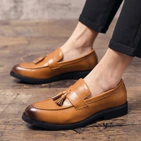 men leather loafers shoes outdoor handsome comfortable brand breathable men pointed top tassel casual shoes dress shoes size 48