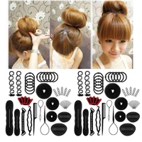 40pcsset women diy hair styling accessories kit magic donut bun maker hairpins ties fast twist modelling hairdress braid tools