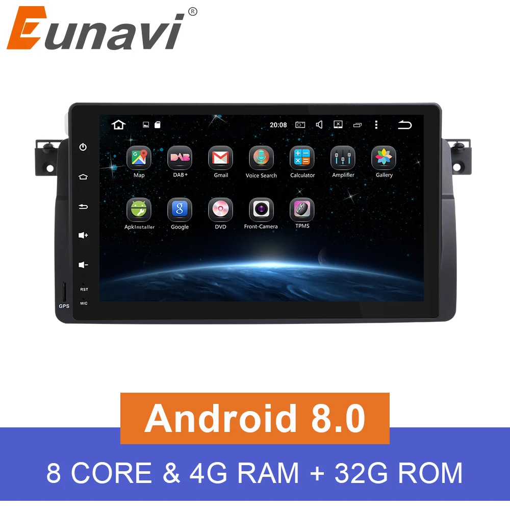 Автомобильный мультимедийный плеер Eunavi gps Android 8 0 Авторадио для BMW/E46/M3/MG/ZT/Rover 75