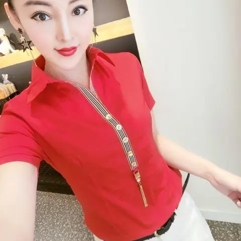 

Fashionable Thin Shirt Women 's Short Sleeve 2021 New Slim Fit Slimming Korean Style Fashion Shirt Business Temperament Shirt