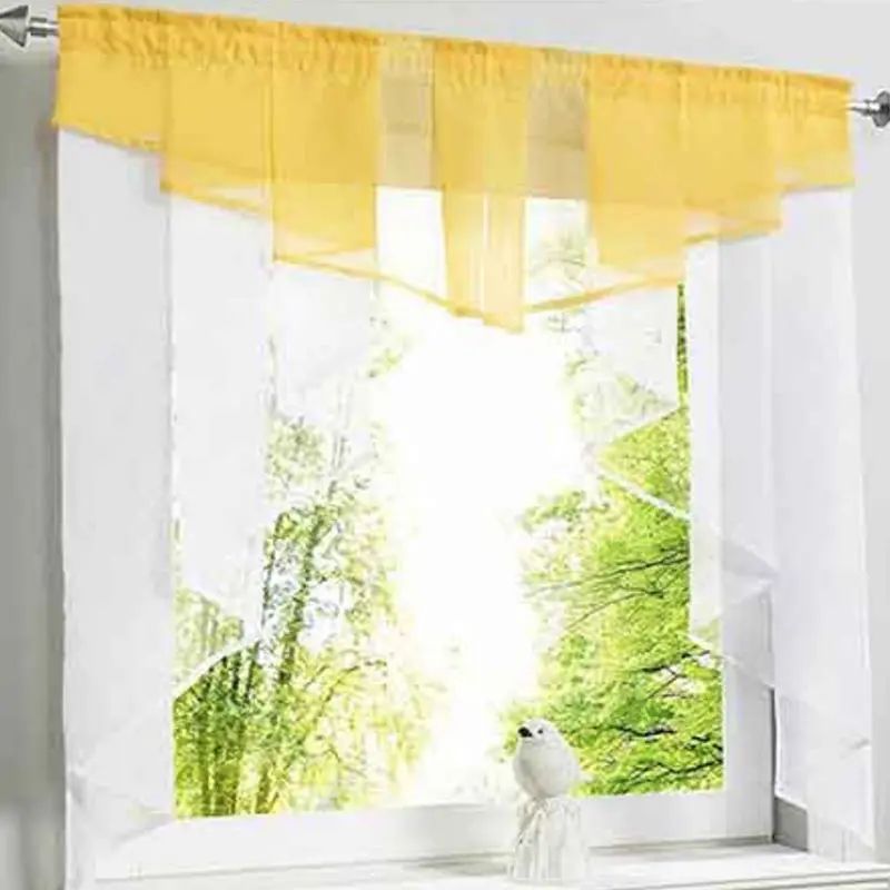 Yellow Тюль для кухни, занавеска для окна, балкона, римская плиссированная дизайнерская зеленая серая прозрачная Короткая занавеска, тюль, римская занавеска, короткая - Цвет: Yellow