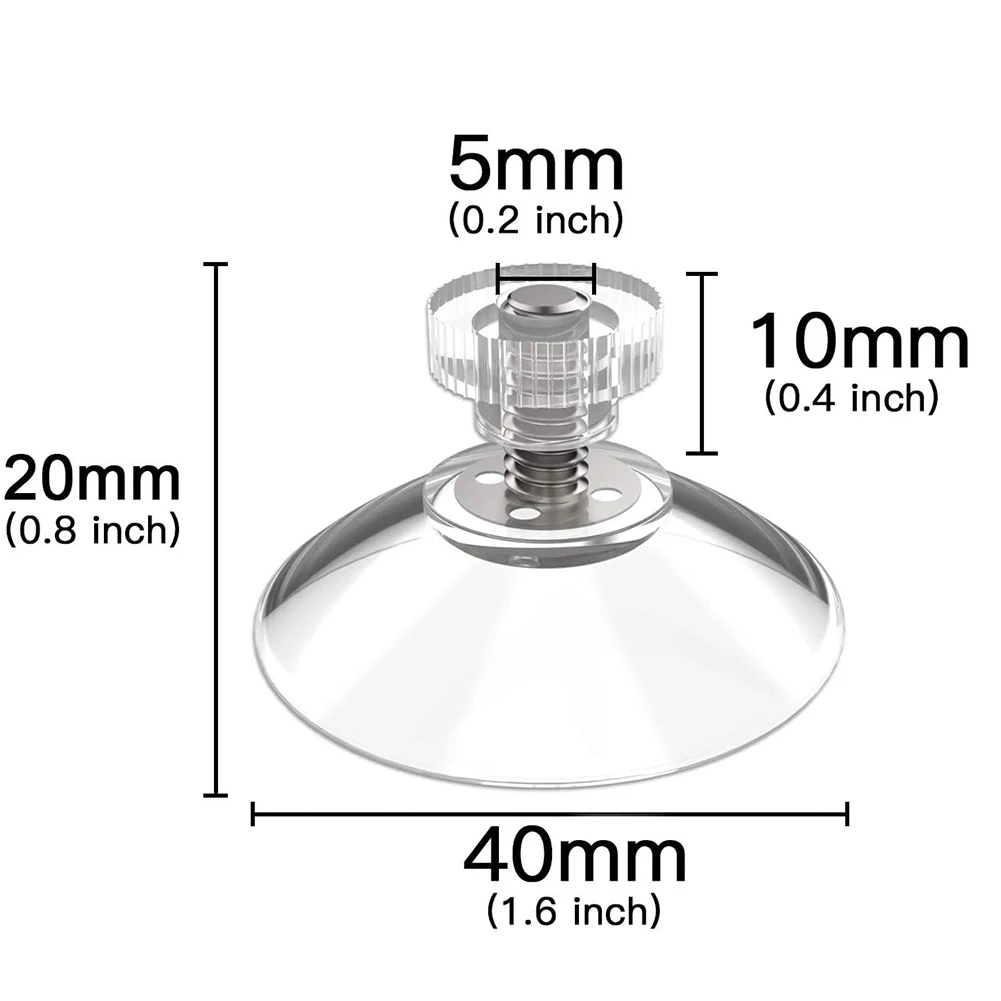 

8PCS Sucker Cup Suction Hook Plastic Sucker Pad Holder 40mm Silicone Round Strong Transparent With Knurled Nut For Daily Hanging