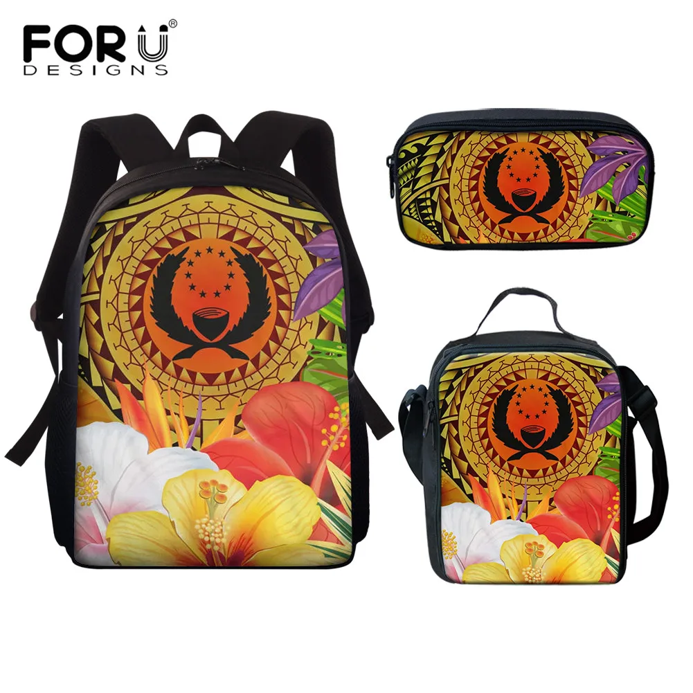 

FORUDESIGNS Pohnpei Kosrae Tribal Pattern Print School Bookbags for Teenagers 2021 Fashion Schoolbag 3Pcs Set Stydent Backpack