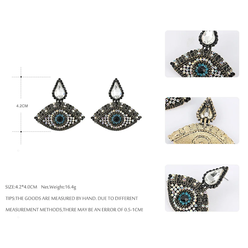 Женские брендовые серьги подвески Yhpup черные с блестящим стеклом вечерние