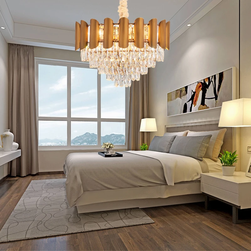 Современные хрустальные люстры освещение для украшения спальни роскошная