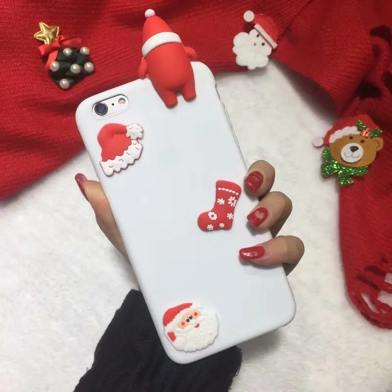 Белый Мягкий мультфильм 3D Elk Кукла рождественские чехол телефона для samsung Galaxy A9 Pro A5 S10E S10 S8 S9 плюс S7 S6 EDGE чехол Крышка - Цвет: Белый