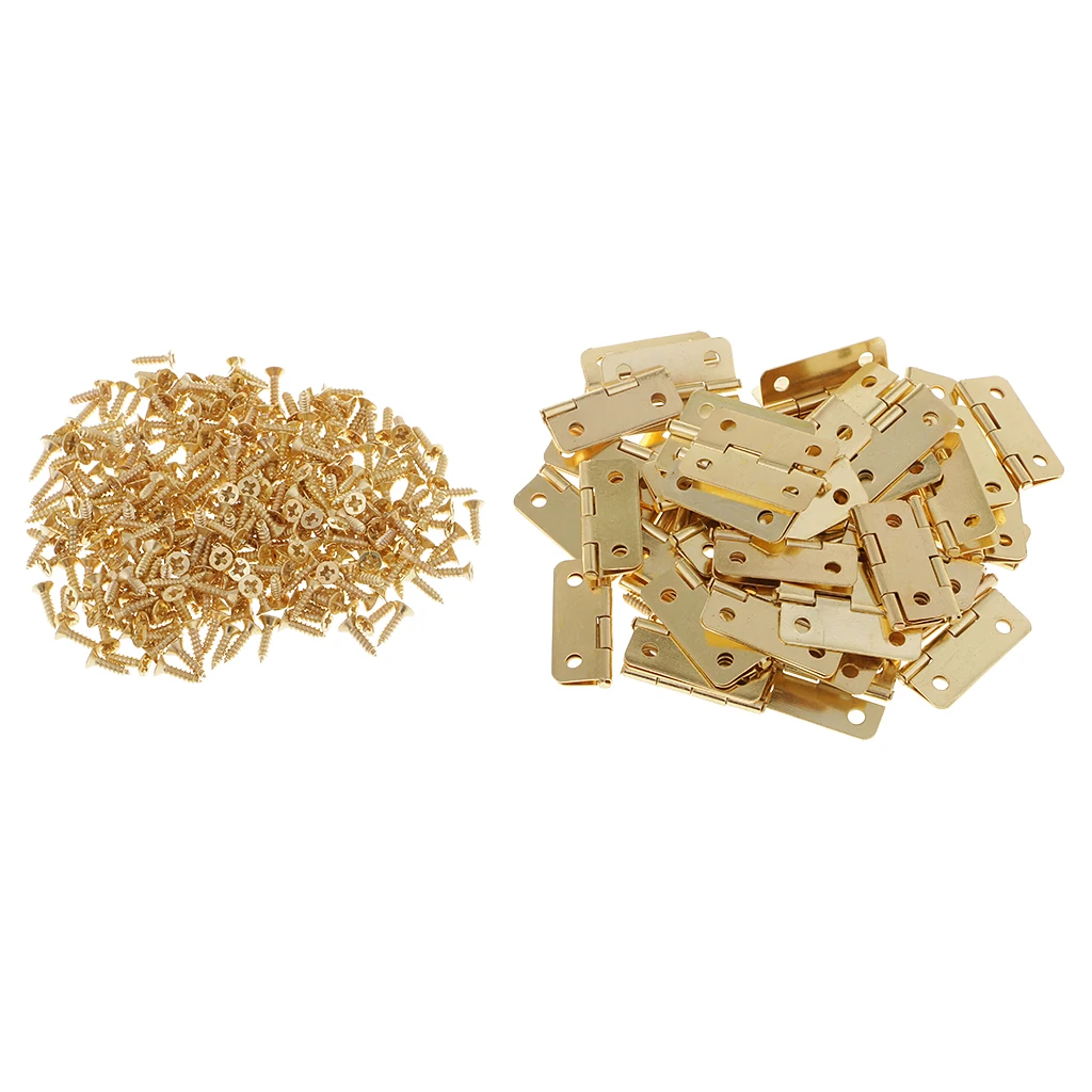 

50 Pieces Antique Mini Hinges Retro Butt Hinges With Screw For Jewelry Box