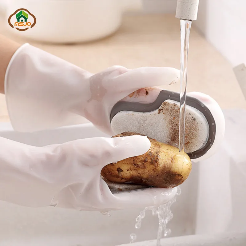 MSJO перчатки для мытья посуды Волшебная силиконовая щетка