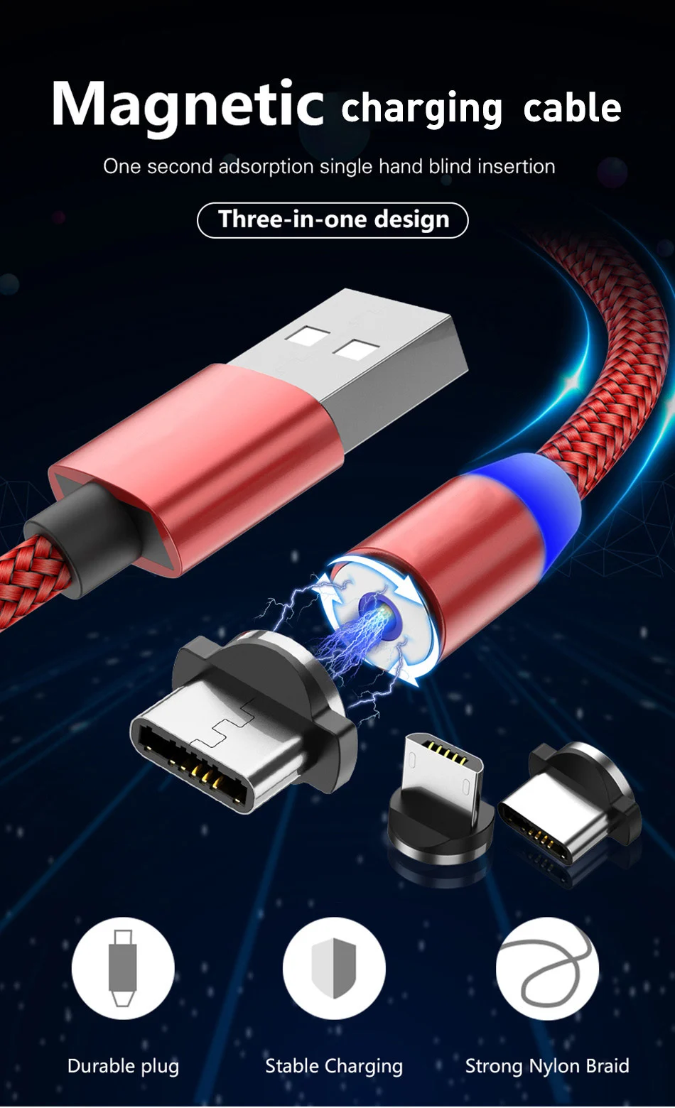 Магнитный кабель USB для быстрой зарядки кабель usb type C Магнитный кабель для зарядки данных Micro USB кабель для мобильного телефона USB шнур