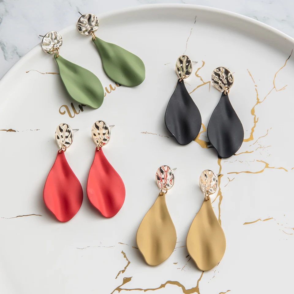 Корейская мода 2019 винтажные длинные висячие Висячие серьги для женщин зеленые