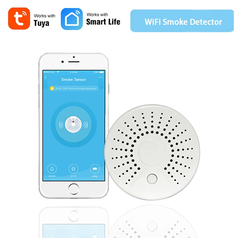 Умный беспроводной 2 4 GHz WiFi детектор дыма датчик Push уведомление на смартфоне Tuya