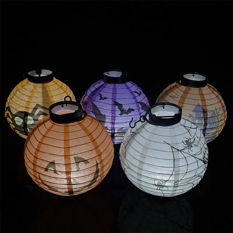 Украшения для Хэллоуина бумажные фонари со светодиодный светильник кой 20 см | Дом