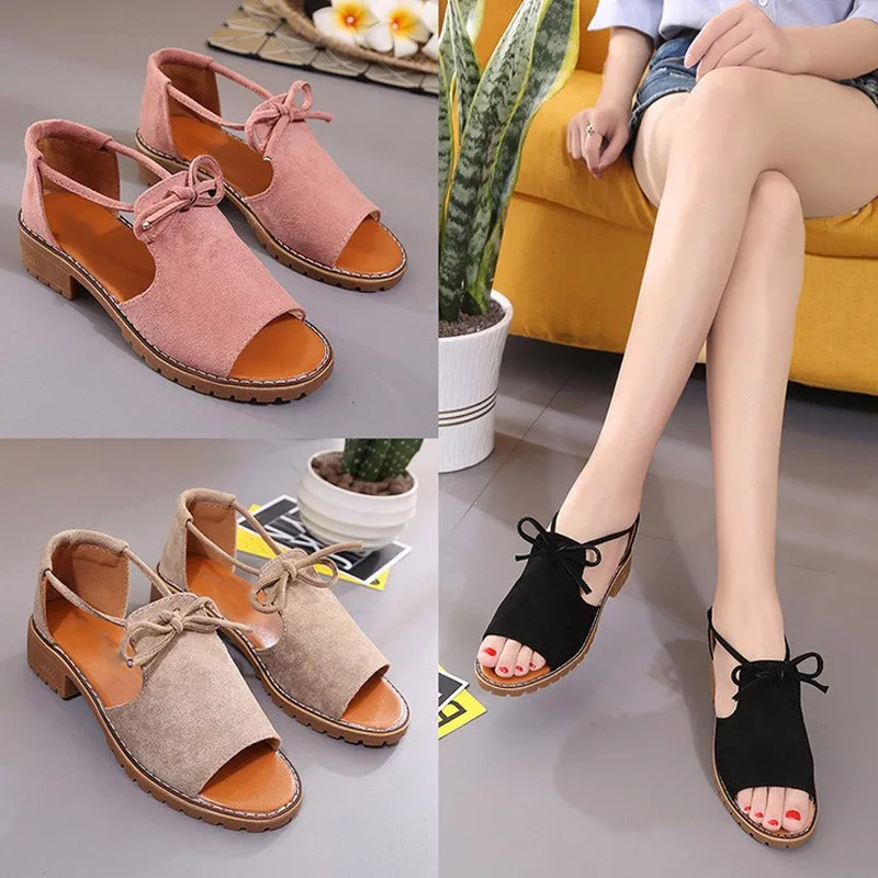 1Pair Women Sandals Open Toe Tied Rope Flat Casual Shoes Fish Mouth Beach Summer Female zapatilla mujer | Спорт и развлечения