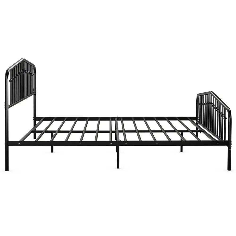 

King Size Metal Bed Frame Steel Slat Platform w/ Headboard & Footboard HW66169