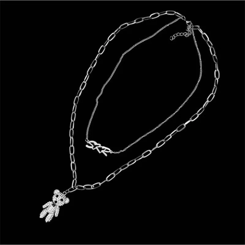 Ожерелье с подвеской в виде медведя алфавита для мужчин и женщин аксессуар стиле