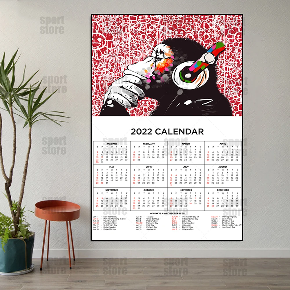 

Abstract Banksy Graffiti Art Poster New 2022 Calendar Animal Canvas Painting Nordic Wall Art Picture Living Room Home Decoration