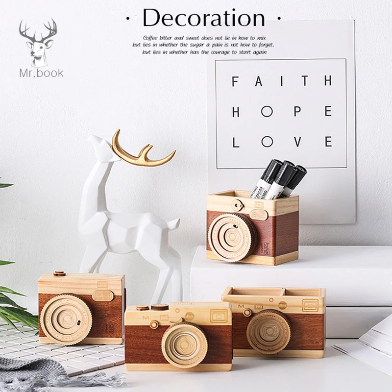 Винтажная зеркальная музыкальная шкатулка в форме камеры украшение для дома и