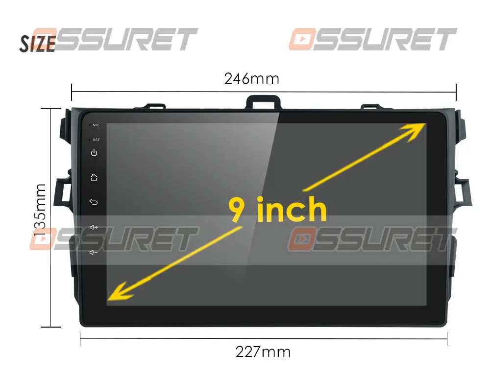 Автомагнитола 9 дюймов 1080P HD Android 10 2 DIN мультимедийный плеер для Toyota Corolla 2007 2008 2009 2010
