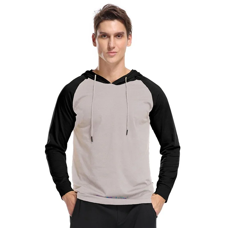 

Spring Autumn Men's Fashion Patchwork Hoodie Long Sleeve Sports Hooded T-shirt Tops US Size