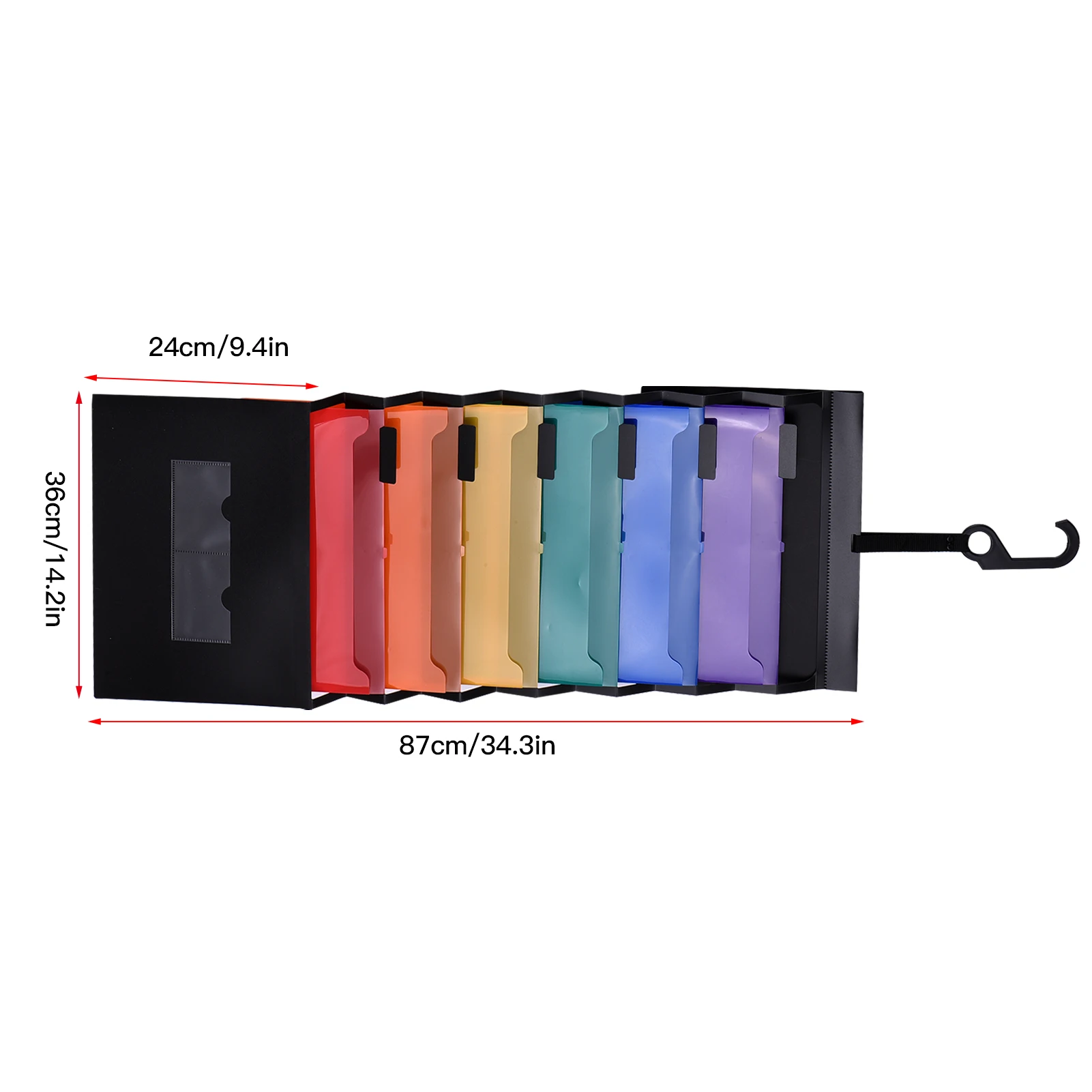 

6 Pockets Hanging File Folder Accordian File Organizer A4 Size Wall Organizer Rainbow Color for Home Office School