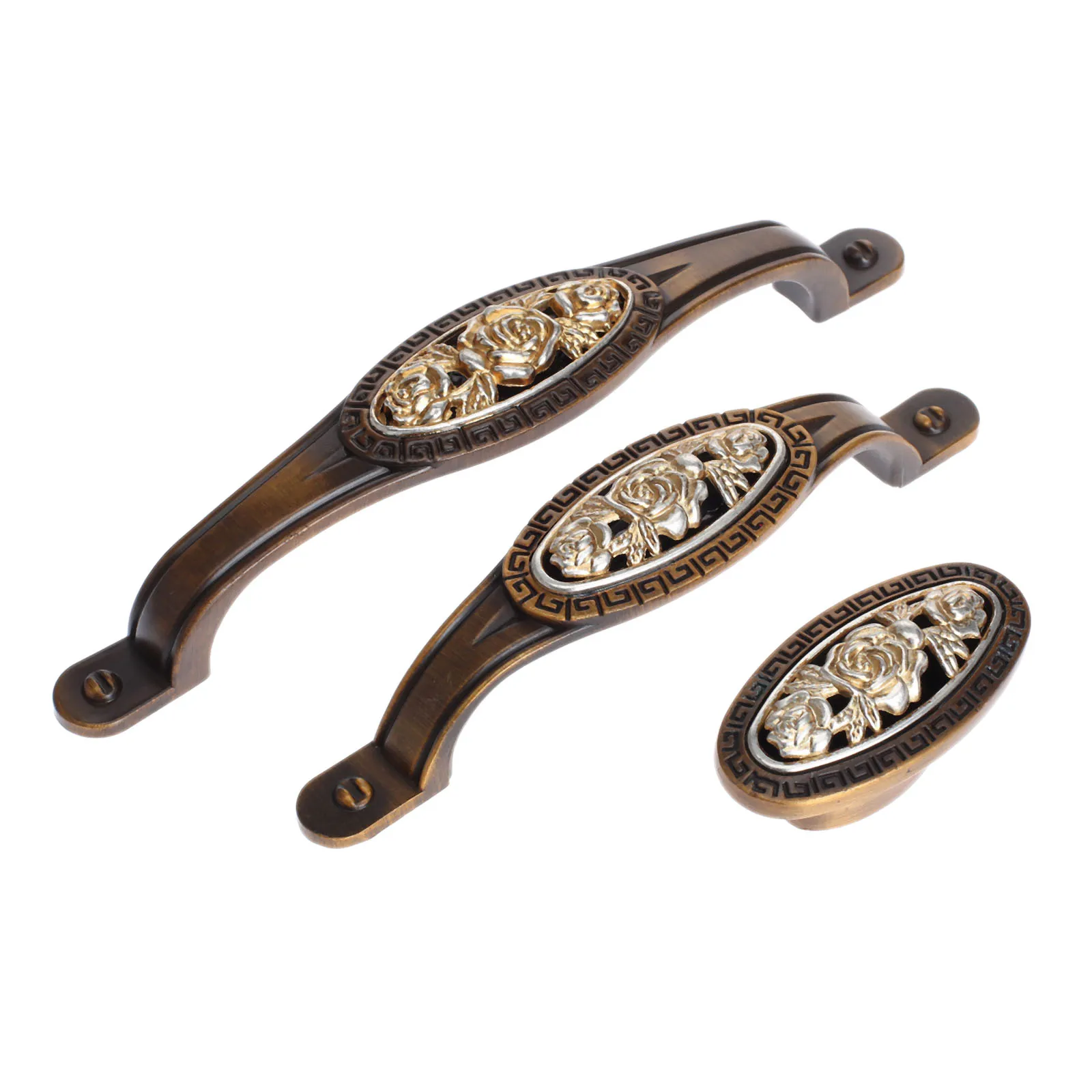 Винтаж Цветок Бронзовый Шкаф с выдвижными ящиками ручка дверь шкафа или серванта